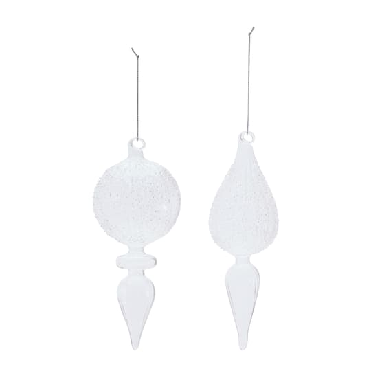 Melrose Frosted Textured Glass Finial Ornaments Set